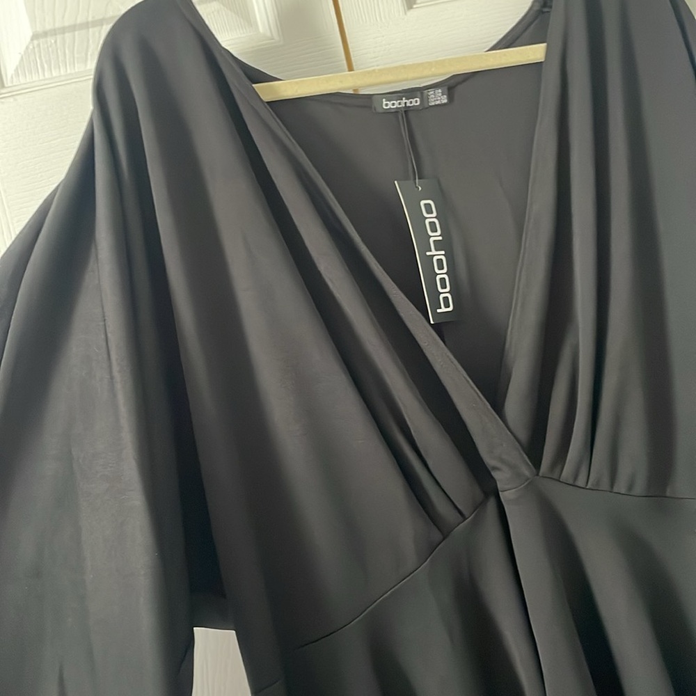 Plunge Kimono Sleeve Skater Dress - Picture 2 of 5